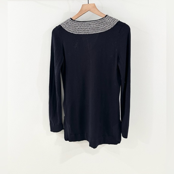 Tory Burch Embellished Wool Sweater Tunic Navy Size Small - Picture 5 of 5